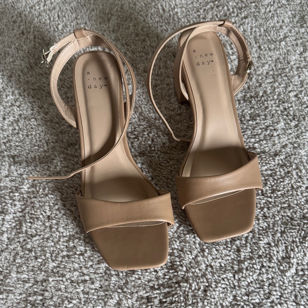 A New Day Women's Beige Heeled Sandals